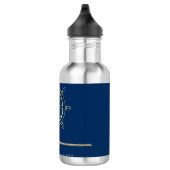 Nautisch Gouden Stuurwiel,Marineblauw Waterfles (Rechts)