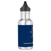 Nautisch Gouden Stuurwiel,Marineblauw Waterfles (Links)