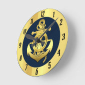 Nautisch goudschip/bootanker/blauw van de marine ronde klok (Hoek)