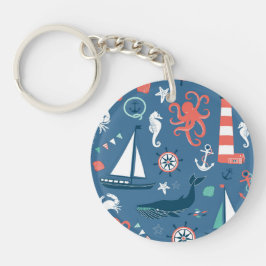 Nautisch grafisch patroon sleutelhanger