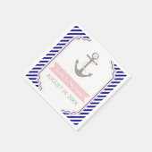 Nautisch grijs anker roze marine blauw wit bruilof servet (Hoek)