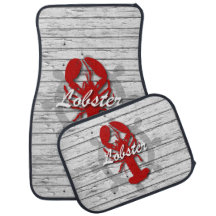 Nautisch grijs geschild hout print met een kreeft