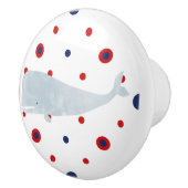 Nautisch Grijs Waterverf Walvis Rood Blauw Stippen Keramische Knop (Rechts)