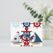 Nautisch Hallo Keizer Anchor Sail Boat-ontwerp Briefkaart (Staand voorkant)