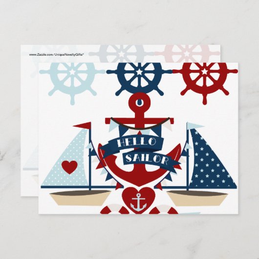 Nautisch Hallo Keizer Anchor Sail Boat-ontwerp Briefkaart (Voorkant / Achterkant)