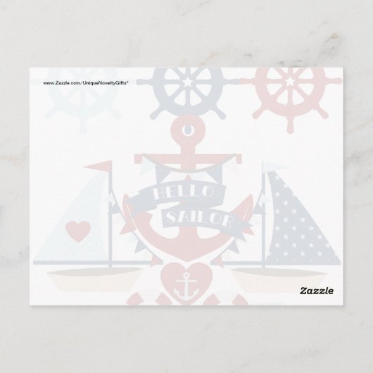 Nautisch Hallo Keizer Anchor Sail Boat-ontwerp Briefkaart (Achterkant)