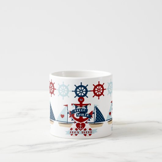 Nautisch Hallo Keizer Anchor Sail Boat-ontwerp Espresso Kop (Voorkant)