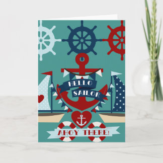 Nautisch Hallo Keizer Anchor Sail Boat-ontwerp Kaart