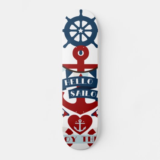 Nautisch Hallo Keizer Anchor Sail Boat-ontwerp Persoonlijk Skateboard (Voorkant)