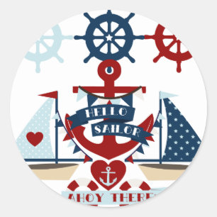 Nautisch Hallo Keizer Anchor Sail Boat-ontwerp Ronde Sticker