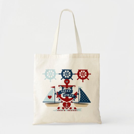 Nautisch Hallo Keizer Anchor Sail Boat-ontwerp Tote Bag (Voorkant)