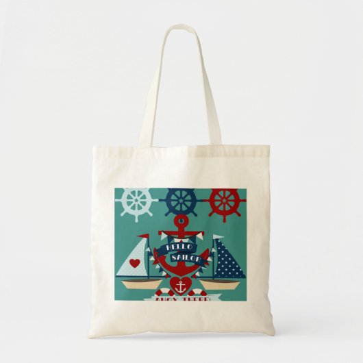 Nautisch Hallo Keizer Anchor Sail Boat-ontwerp Tote Bag (Voorkant)
