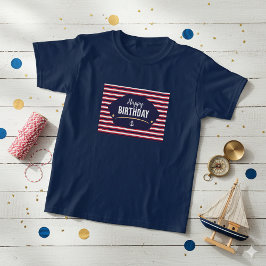 Nautisch Happy Birthday Kids T-shirt – Marineblauw