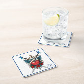 Nautisch Hart Bloemen Rood Blauw Kartonnen Onderzetters (Insitu)