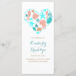 Nautisch Hart Strand Witte Trouwprogramma's Programmakaart