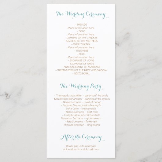 Nautisch Hart Strand Witte Trouwprogramma's Programmakaart (Achterkant)