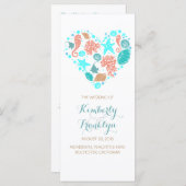 Nautisch Hart Strand Witte Trouwprogramma's Programmakaart (Voorkant / Achterkant)