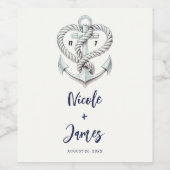 Nautisch Hart Touw Anker Kust Bruiloft Wijn Etiket (Enkel label)