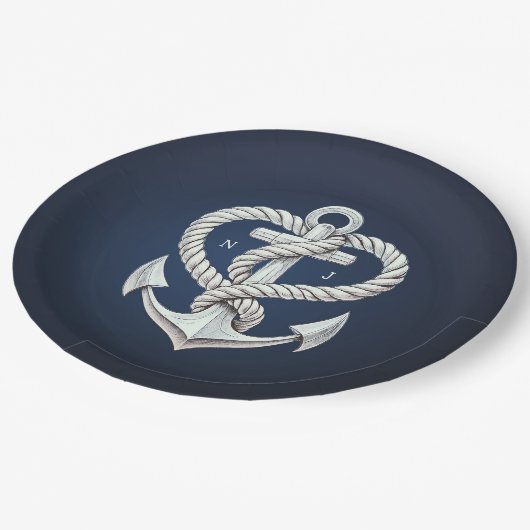 Nautisch Hart Touw Anker Kust Marine Trouw Papieren Bordje (Gekanteld)