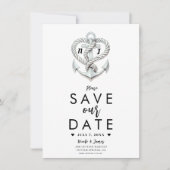 Nautisch Hart Touw Anker Kust Save the Date Kaart (Voorkant)