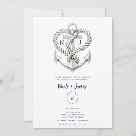 Nautisch harttouw Anker Kustanker Verloving Kaart (Voorkant)