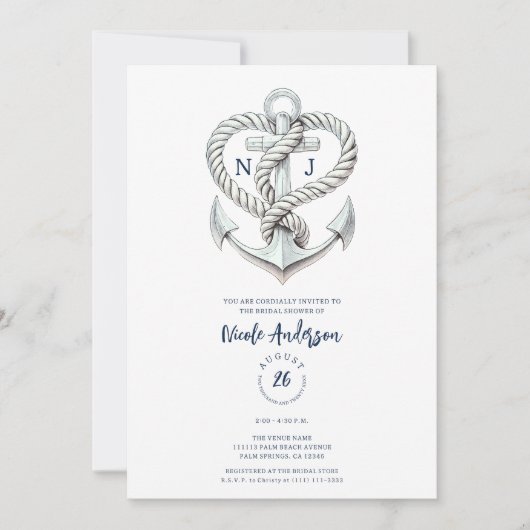 Nautisch harttouw Anker Kustanker Vrijgezellenfees Kaart (Voorkant)