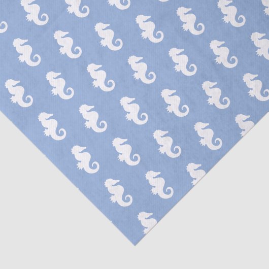 Nautisch hemelblauw zeepaard tissuepapier (Detail)