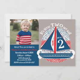 Nautisch Het is tijd Twee Set Sail Boys 2e Verjaar Kaart