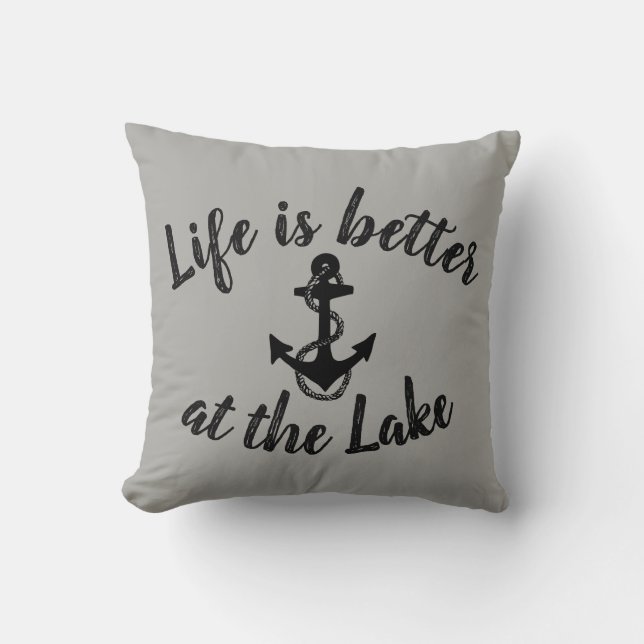 nautisch HET LEVEN IS BEETER AAN HET MEER en anker Kussen (Voorkant)