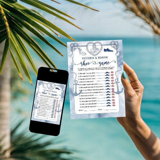 Nautisch het schoenspel bruids douche huwelijkskaa kaart