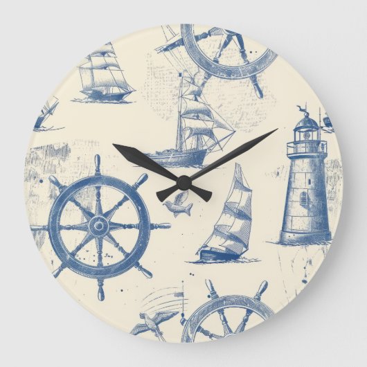 Nautisch horloge met anker- en scheepswielontwerp grote klok (Voorkant)