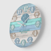 Nautisch hout van Seashell en Beach - blauw Blauwg Grote Klok (Hoek)