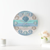 Nautisch hout van Seashell en Beach - blauw Blauwg Grote Klok (Huis)