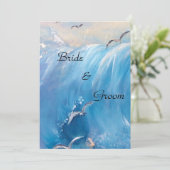 Nautisch huwelijk met golf uitnodiging (Staand voorkant)