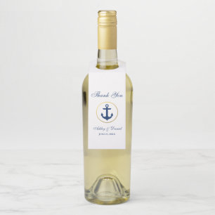 Nautisch huwelijk Navy-blauw Goud Wit Bedankt Flessenhanger