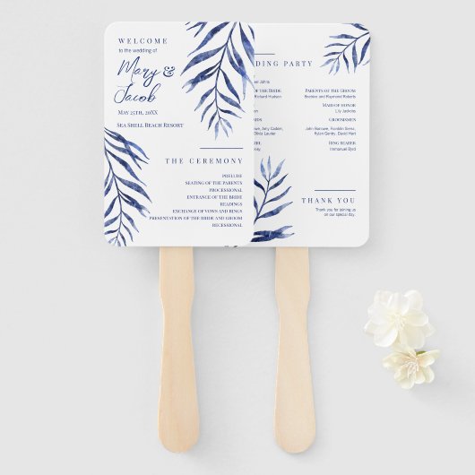 Nautisch huwelijksprogramma voor de kust handwaaier (Voorkant en achterkant)