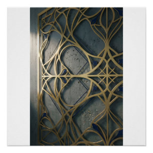 Nautisch industriële diepe marine goud geometrisch perfect poster