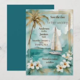 Nautisch jacht bruiloft save the date