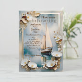 Nautisch jacht bruiloft uitnodiging (Staand voorkant)