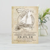 Nautisch jacht bruiloft uitnodiging-Kom Sail Away Kaart (Staand voorkant)