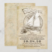 Nautisch jacht bruiloft uitnodiging-Kom Sail Away Kaart (Voorkant / Achterkant)