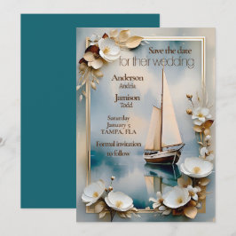 Nautisch jacht schip bruiloft save the date