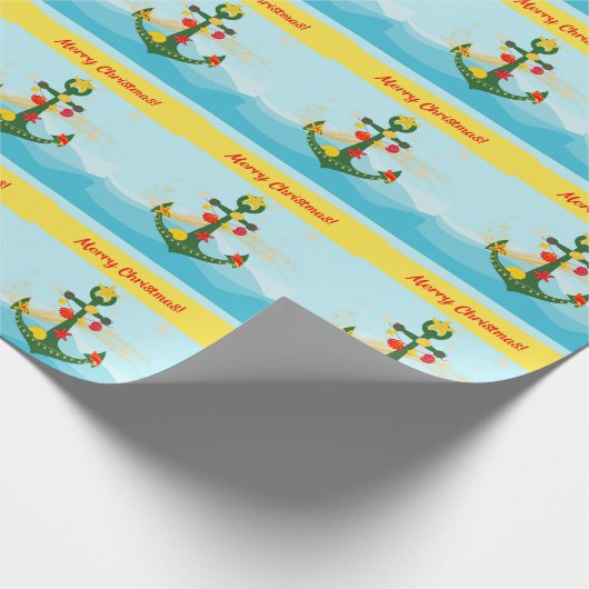 nautisch kerstanker cadeaupapier (Hoek)