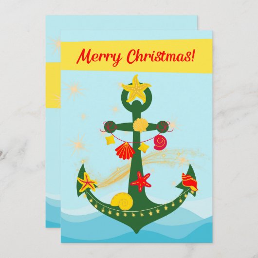 nautisch kerstanker feestdagenkaart (Voorkant / Achterkant)