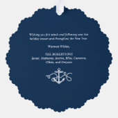 Nautisch Kerstanker Navy Blue Ornament Kaart (Achterkant)
