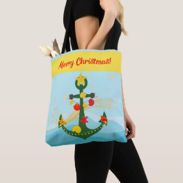 nautisch kerstanker tote bag