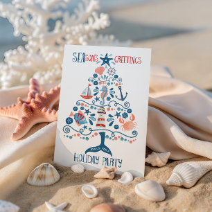 Nautisch Kerstfeest aan Zee met Kerstboom Kaart