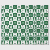 Nautisch kerstfeest cadeaupapier (Vlak)