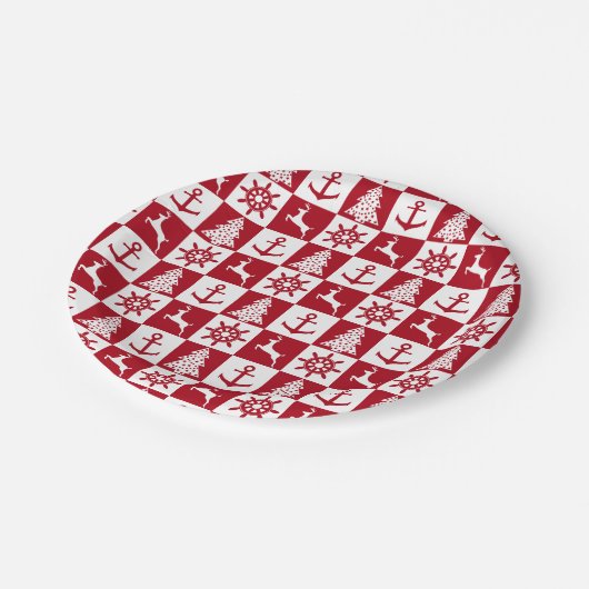 Nautisch kerstfeest papieren bordje (Gekanteld)