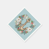 Nautisch kerstgeschut en anker | Licht Blauwgroen Servet (Hoek)